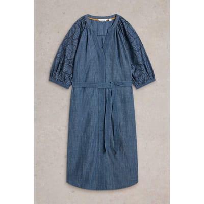White Stuff Finley Chambray Dress Chambray Blue Taglia: 14 PETITE | Abiti in T-Shirt Outlet | Donna | Blu