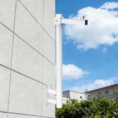 Camera Beugel - Bevestigingspaal Buiten - Beveiliging Monteren - Weerbestendig Metaal - 1 Meter - Wit