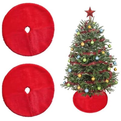 Mini kerstboomrok 40 cm - set van 2, ronde zachte kerstboomtapijten voor vakanti versieringen