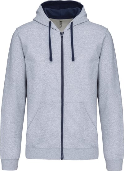 Kariban Herensweater met rits en capuchon in contrasterende kleur K466 - Oxford Grey / Navy - XS
