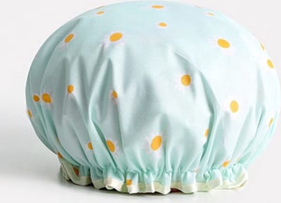 Finnacle - "Cyaan Madelief Douchemuts - Waterdicht - Dubbele Laag - Vrouwen Benodigdheden - Badkamer Accessoires - Dikke 1Stuks Shower Cap - Haar Cover Bedekking - Bescherm je haar in de douche!"