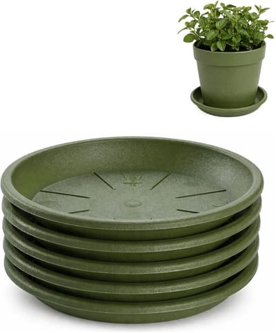 PlasticForte plantenpot onder schotel / water opvang schaal - 5x - groen - Dia 16 cm - Kunststof - voor pot met Dia 20/22 cm