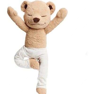Schattige Yoga Beer Pluche Speelgoed Kawaii Knuffelpop Zachte Bruine Verstelbare Houding Beer Kindermaatje Slaappop Vrienden Cadeau wit