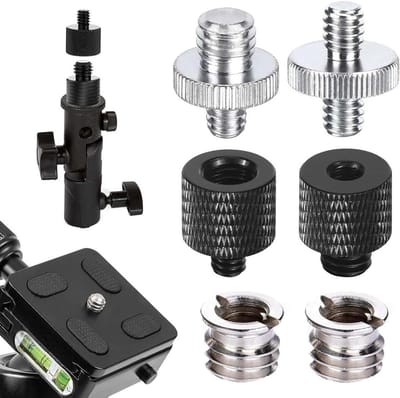 Adapter set voor 3/8 en 1/4 inch statief met 6 stuks schroeven en moeren voor stabiliteit en veelzijdigheid