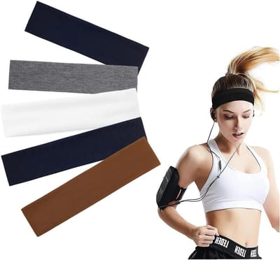 Set van 5 sportieve haarbanden voor dames en heren - Antislip, Elastisch, Breed voor Yoga en Fitness