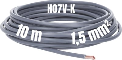 Kalitec 10 meter H07V-K 1,5 mm² grijze bedradingskabel I kernkabel flexibel I PVC enkeladerig I meeraderig 1,5mm2 I bedrading fijnaderig I enkele kabel I kabel massief I schakeldraad