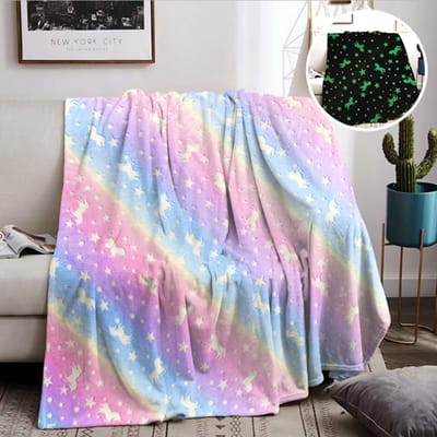 Dailygoods- Knuffeldeken Elektrisch - Eenhoorn Die Oplicht in Het Donker - Superzacht - Warm - Geschikt voor Bed/Bank - Lichtgevende Vezelstof - Lichtdeken