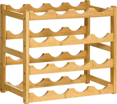HOMCOM wijnrek - 4 planken - voor 16 wijnflessen - stabiel