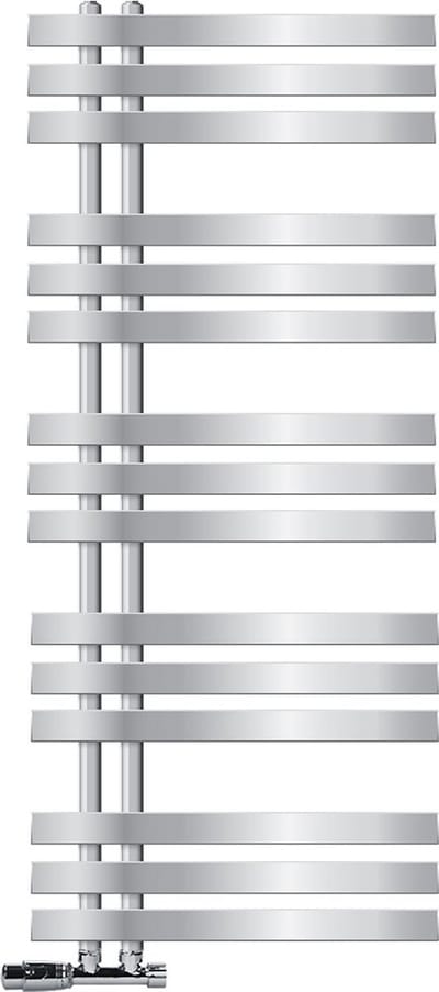 Badkamer radiator middenaansluiting 500x1200 mm chroom met wandaansluitset LuxeBath