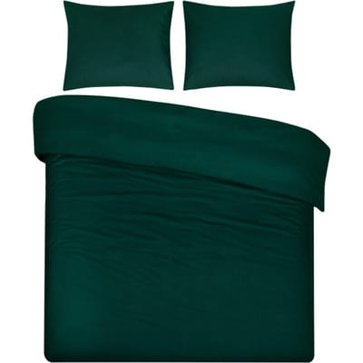 DoubleDry Dekbedovertrek 100% Natuurlijk Katoen - Eenpersoons 140x200/220 cm + 1 Kussensloop - Ademend & Zacht - Groenblauw