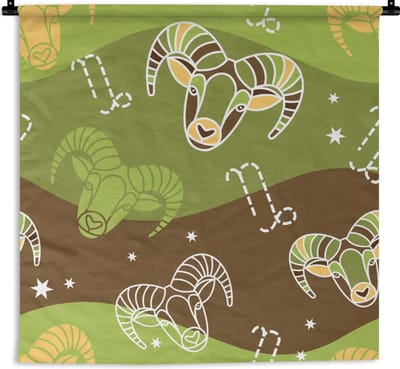 Wandkleed - Wanddoek - Steenbok - Design - Astrologie - 90x90 cm - Wandtapijt