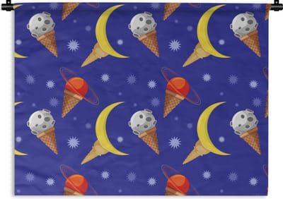 Wandkleed - Wanddoek - Planeten - IJshoorntjes - Patronen - 120x90 cm - Wandtapijt