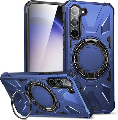 Coverup Hoesje - Geschikt voor Samsung Galaxy S25 Plus Hoesje - Coverup Heavy Duty Ring Kickstand Back Cover - MagSafe Compatible - Blauw