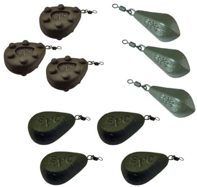 FC's Vislood assorti '80g' - 10 stuks - 4 Flat Pear, 3 Grip & 3 Distance Lead - Wartellood - 10 x 80g - Karper Lood