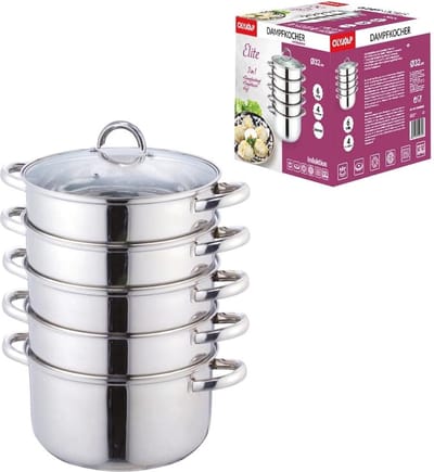 Stoomkoker van roestvrij staal - 32 cm bio-stoomkoker voor inductie en alle warmtebronnen