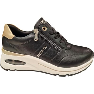 Remonte Lage Leren Dames Sneakers - Zwart - 36