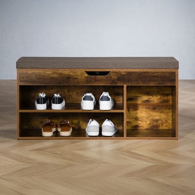 Schoenenbank BAIA met opklapbare zitting – Vintage/Zwart