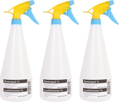 Plantenspuit - 3x - transparant/geel/blauw - kunststof - 1L - plantenverzorging