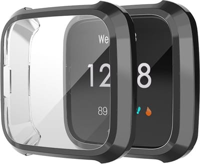 By Qubix - Geschikt voor fitbit Versa Lite Soft TPU case (volledig beschermd) - Zwart