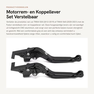 Dailygoods- Remhebel Verstelbaar - Remhendel Fatbike V8 - Remhendel Fiets - CNC Aluminium - Geschikt voor TMAX 530/560 - Lichtgewicht en Antislip