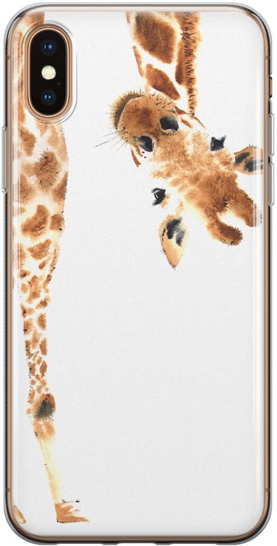 Leuke Telefoonhoesjes - Hoesje geschikt voor iPhone Xs Max - Giraffe - Soft case - TPU - Giraffe - Bruin