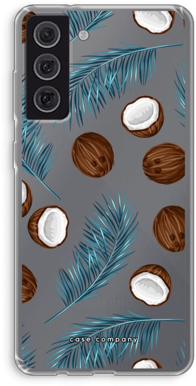 Case Company® - Hoesje geschikt voor Samsung Galaxy S21 FE hoesje - Kokosnoot - Soft Cover Telefoonhoesje - Bescherming aan alle Kanten en Schermrand