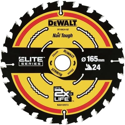 DeWalt DT10624 Extreme Cirkelzaagblad - 165 x 20 x 24T - Hout (Met Nagels)