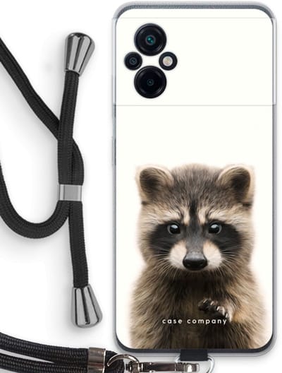 Case Company® - Hoesje met koord geschikt voor Xiaomi Poco M5 hoesje met Koord - Rocco - Telefoonhoesje met Zwart Koord - Bescherming aan alle Kanten en Over de Schermrand