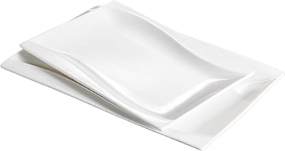 Lavish Bordenset – Snackschotel – 2 delig – Wit Keramisch – Ontbijtborden – Lange Borden