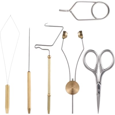 Kit combiné d'outils de montage de mouches, fouet finisseur, support de canette, enfileur de canette Bodkin pour leurres de pêche 6pcs kit