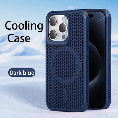 Refroidissement Dissipation de la Chaleur Pour Coque Magnétique Magsafe Pour iPhone 16 14 15 13 12 11 Pro Max 16 Plus Housse Rigide en Grille Respirante for iphone14pro(6.1") black