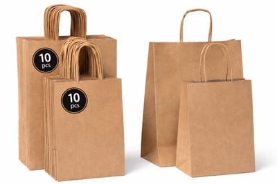 20 x bruine papieren draagtassen kraft – 2 formaten 18x8x22 cm & 22x10x28 cm – cadeautasjes met handvat bruin