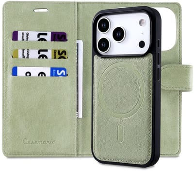 CaseMania Bookcase hoesje geschikt voor Apple iPhone 17 Pro Max - Effen Groen - Kunstleer - Fine Grain PU Leather - 2in1 Magnetisch Uitneembaar Design - Compatible met MagSafe