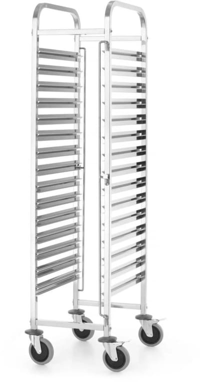 HENDI afruimwagen - roestvast staal - 15 niveaus voor gastronorm 1/1, 1/2, 1/3 - 38 x 55 x 170,5 cm - zilver - transport in horeca