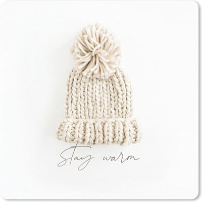 Muismat 20x20 cm - Mousepad Muts - Winter - Wit - Muismatten - Kerst - Cadeau - Kerstcadeau voor mannen en voor vrouwen