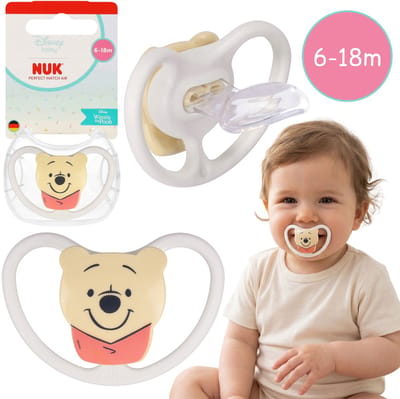 DISNEY Winnie de Poeh NUK Air fopspeen, orthodontische siliconenfopspeen voor baby's 6-18m + etui