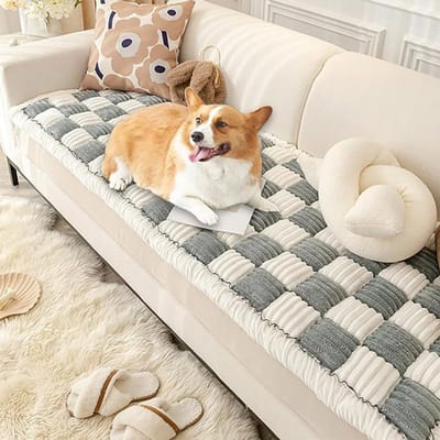 Housses de canapé pour animaux de compagnie pour canapé Housse de canapé pour chien duveteuse Housse Crème Plaid Carré Tapis pour chien confortable Housse de protection de meubles 70 X 180cm 70 X 180cm beige