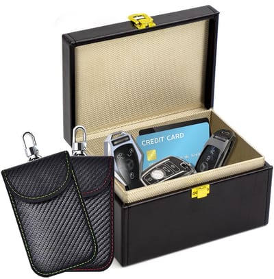 Solidchoice- Faraday Doos Extra Groot - 2-Pack Faraday-Zakjes - 2 Stuks RFID-Blokkerende Kaarthouders - Autosleutelsignaalblokkering - Anti-Diefstal - Signaalblokker