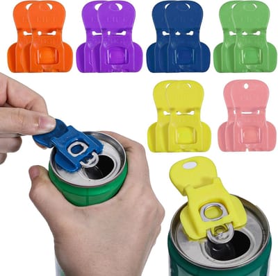 SnelShoppen - 12 Stuks Eenvoudige Tab Openers & Drink Beschermers, Kleurige Flessenopeners met Volledige Dekking, Ideaal voor Blikjes, Frisdrank, Bier