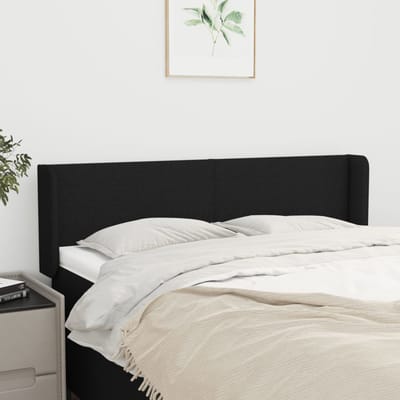 vidaXL - Hoofdbord - met - randen - 147x16x78/88 - cm - stof - zwart