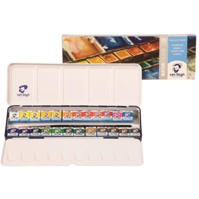 Aquarelverf - Metalen set - van Gogh - 24 napjes en penseel