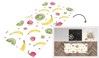 Keukenloper - Loper keuken - Fruit - Aquarelverf - Wit - 120x50 cm - Keukenloper vinyl