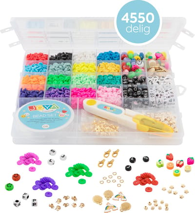 Joya Creative Armbandjes & Sieraden Maken 4500 delige XXL Set - Sieradenpakket - Knutselpakket - Kralen - DIY Knutselen Meisjes - Knutselkoffer - Incl. Elastisch Draad en Gereedschap