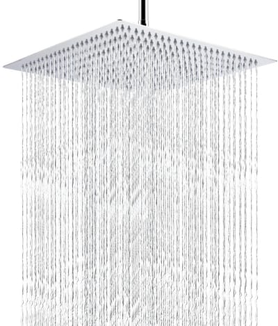 Dailygoods- Regendouchekop 16" grote roestvrijstalen douchekop - Hoge druk - Vierkante douchekop - Ondersteunt lage waterdruk - Touch to clean nozzles - Luxe chroomlook
