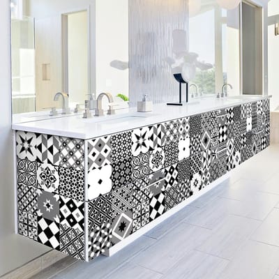 Zelfklevende tegelmuurstickers voor keuken en badkamer - 60 ELONIA meubeltegelstickers - 60 stickers 10x10cm