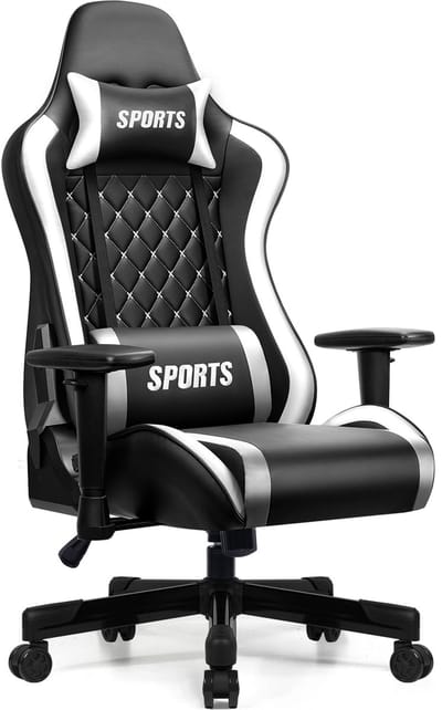 Hiaonyx gamestoel - gaming stoel met 170° verstelbare rugleuning - In hoogte verstelbare armleuningen Game Stoel - Maximale Belastbaarheid 150kg - Wit