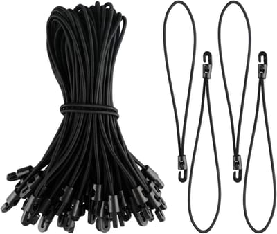 50 stuks spanrubber met haken, expander met haak 25 cm, rubberen spanner met haken, multifunctionele zeilspanner voor campingzeilen, aanhangerzeil, zwembadafdekking, banner (zwart)
