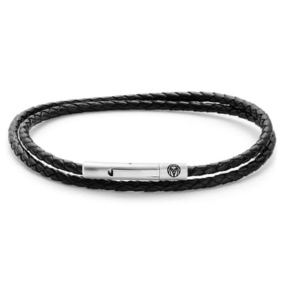 Collins 3 mm Zwarte Leren Wikkelarmband