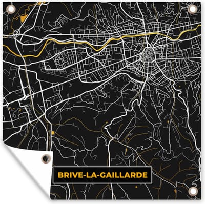 Tuin poster Kaart - Stadskaart - Plattegrond - Brive-la-Gaillarde - Frankrijk - 200x200 cm - Tuindoek