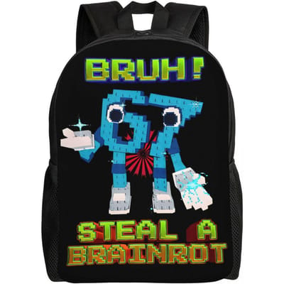 Sac à dos 67 Six Sept 6-7 Ans Enfant Drôle Cerveau Putride Italien Meme Gaming pour Enfants Sacs à dos École Maternelle One Size